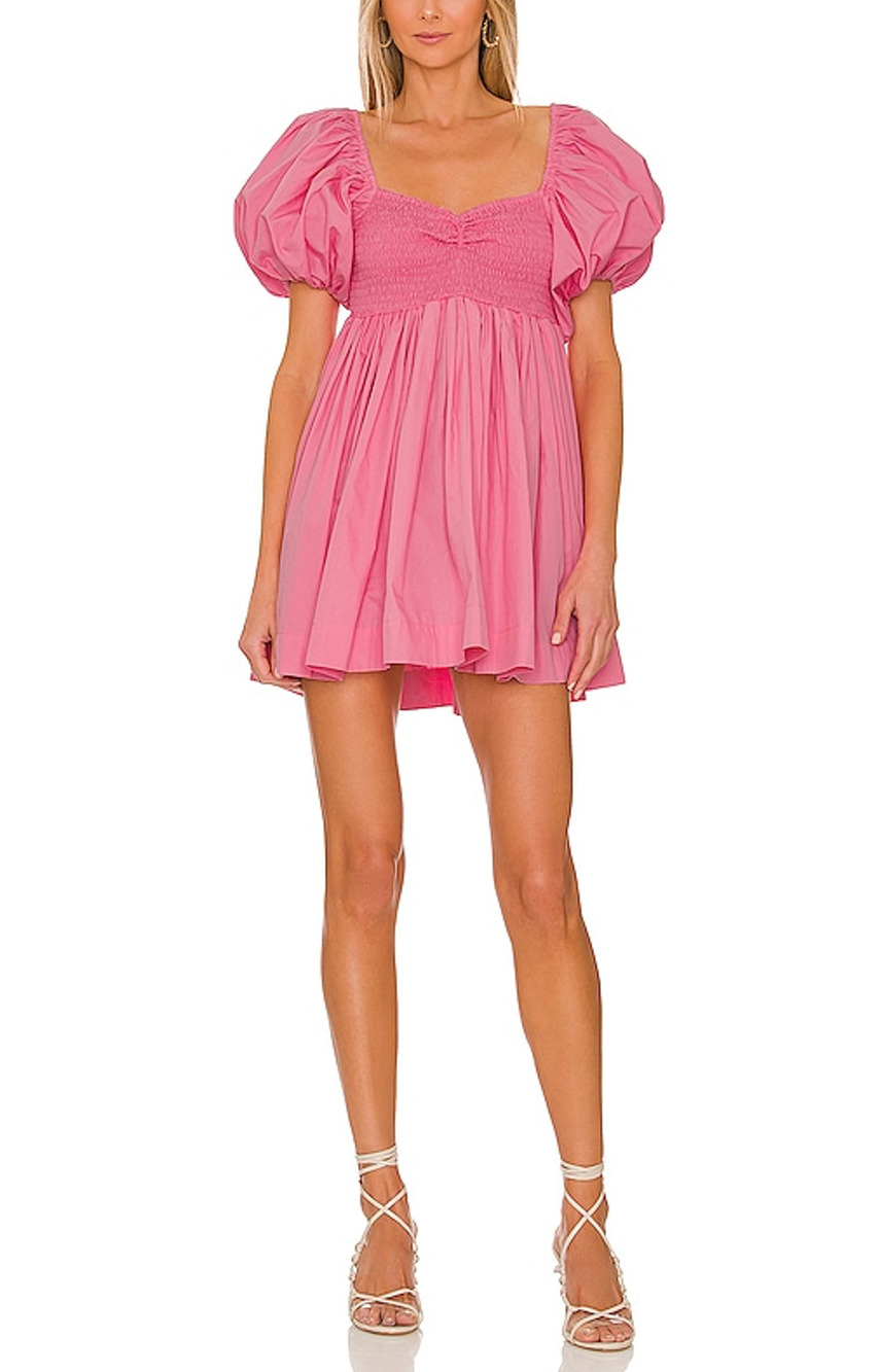 Swf Smocked Floss Puff Sleeve Mini Dress Size S
